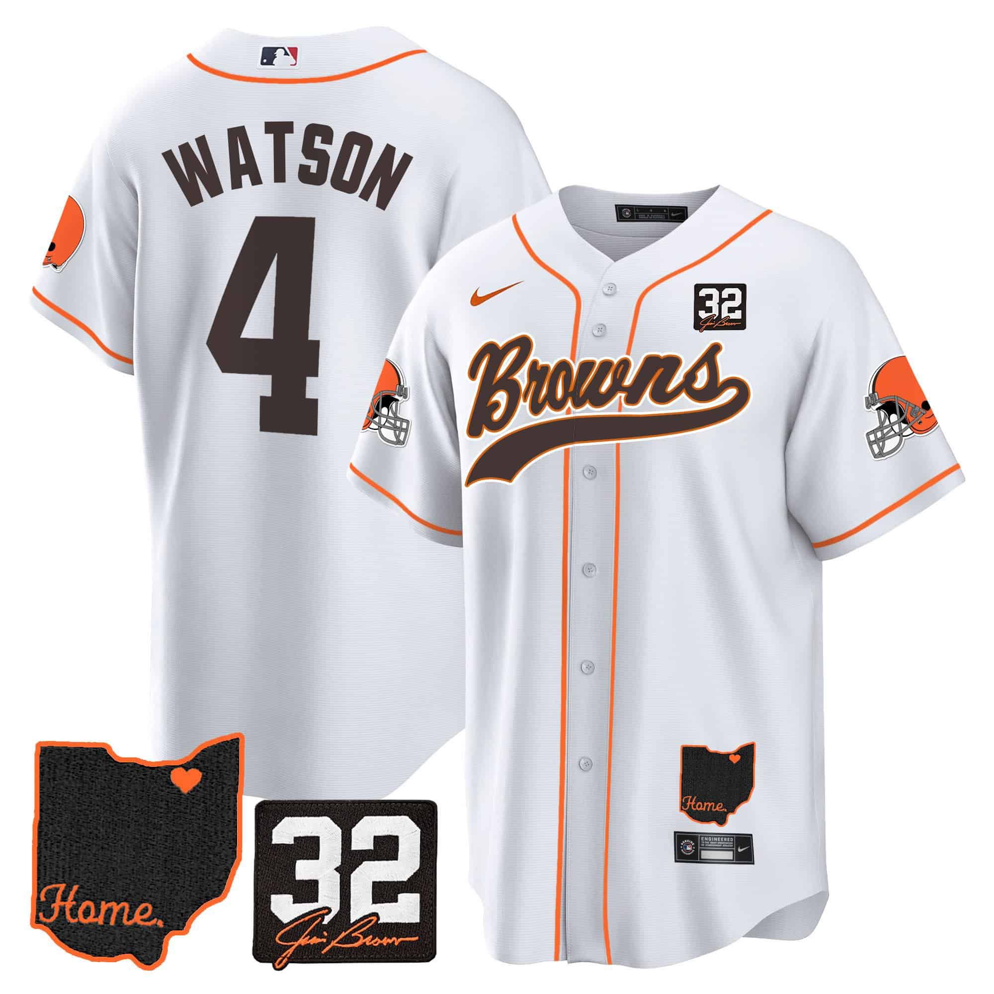 Men Cleveland Browns #4 Watson White Memorial Home Patch Baseball 2024 Nike NFL Jersey->indianapolis colts->NFL Jersey